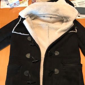 Large zara long suede fur lined coat